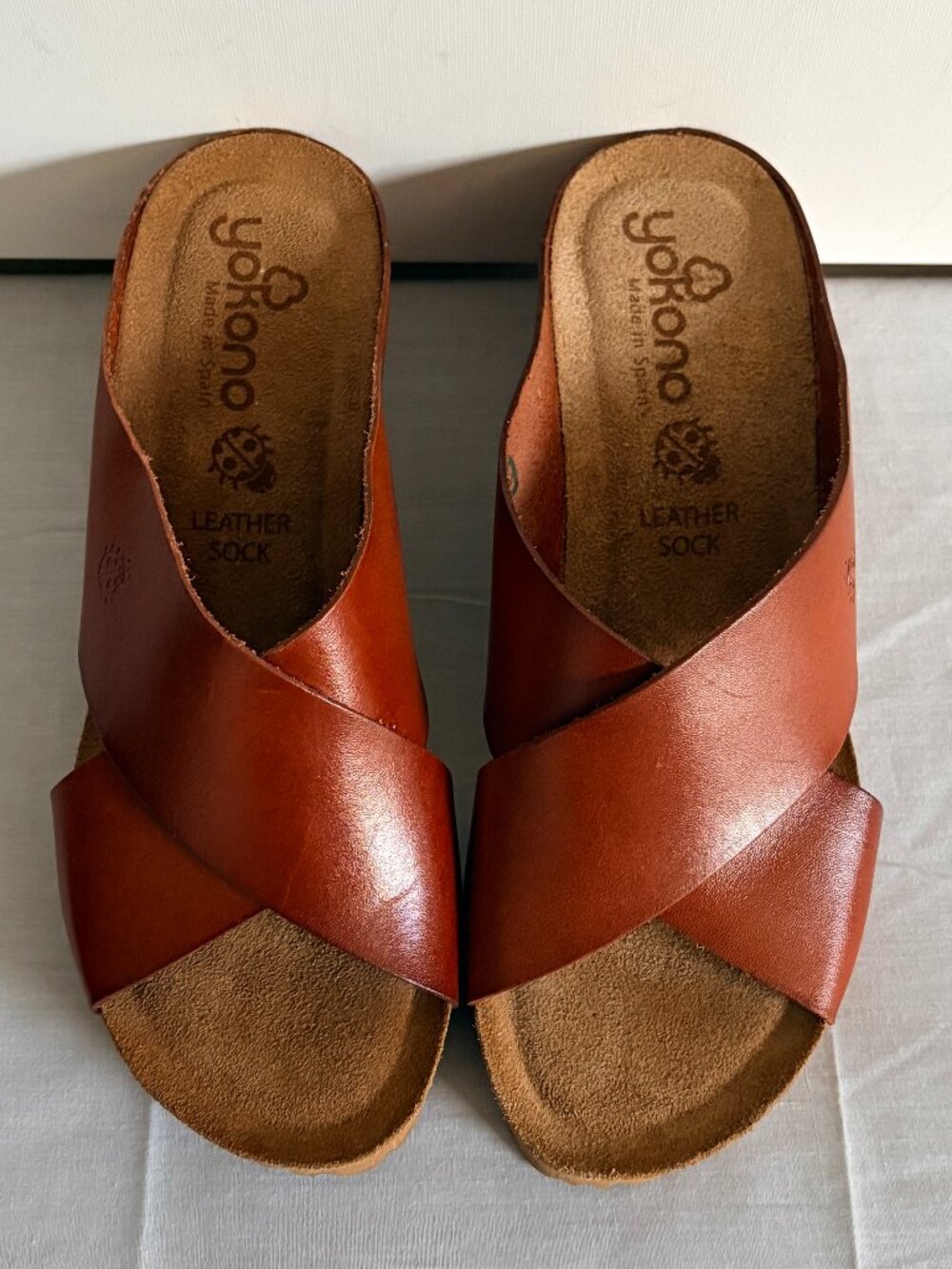 Yokono Canela Vaquetilla Brown Leather Cross Strap Made Spain Sandals Women 9